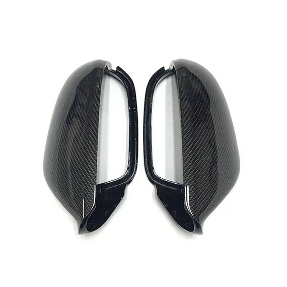 Set 2 capace oglinzi Audi A3/A4/A5, ABS, aspect fibra carbon - - Roveli