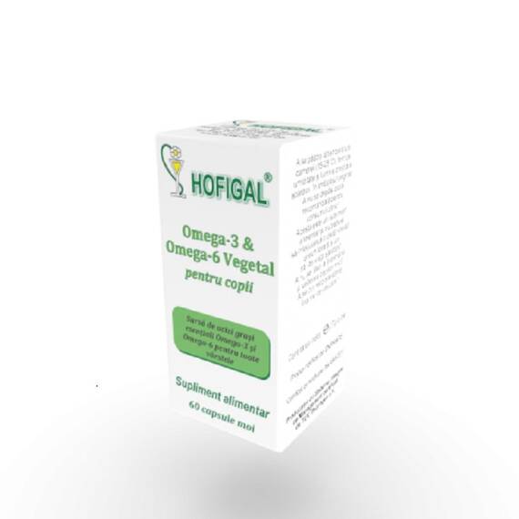 Omega 3 si Omega 6 Vegetal pentru Copii 300 mg 60 capsule Hofigal - - Roveli