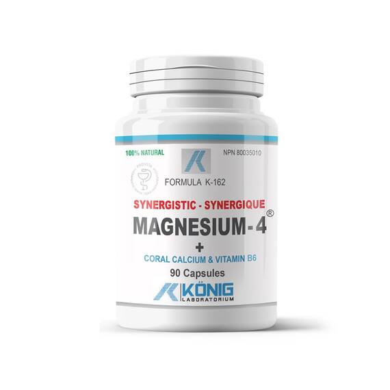 Magnesium 4 cu Calciu Coralier si Vitamina B6, 90 capsule Konig Laboratorium - - Roveli