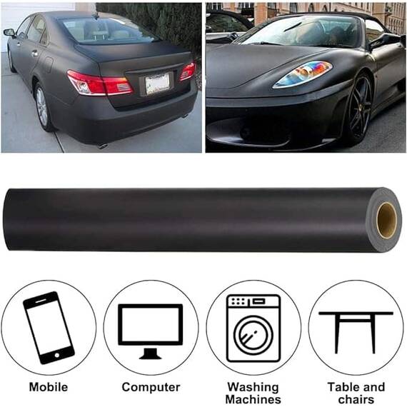 Folie auto pentru colantare integrala, Termoplastica, cu tehnologie "BUBBLE FREE", culoare Negru, finisaj Mat, dimensiune 3,0m x 1,52m - 8- Roveli