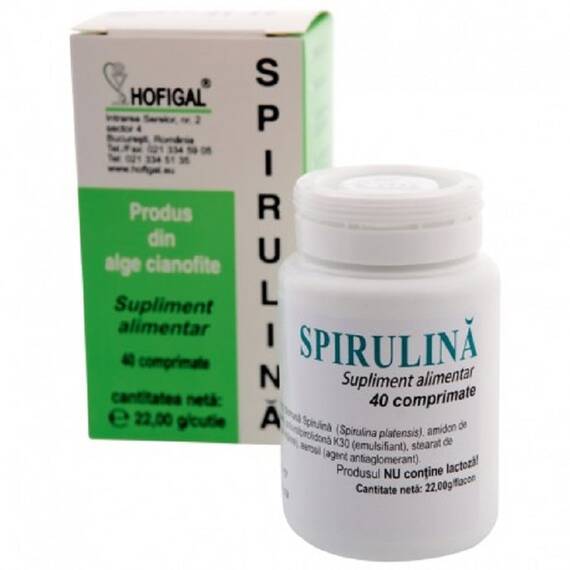 Spirulina 200 mg 40 comprimate Hofigal - - Roveli