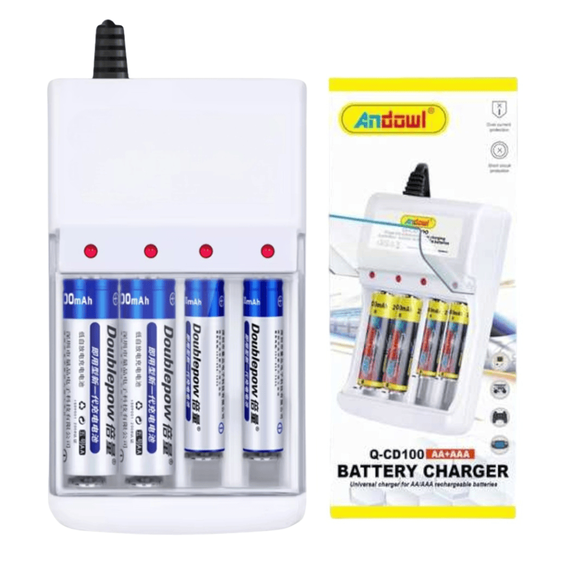 Incarcator pentru baterii tip AA/AAA, 4 sloturi, LED, 220/1.2V - - Roveli