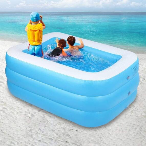 Mini piscina gonflabila 130 x 92 x 50 cm, vinil, albastra - 2- Roveli