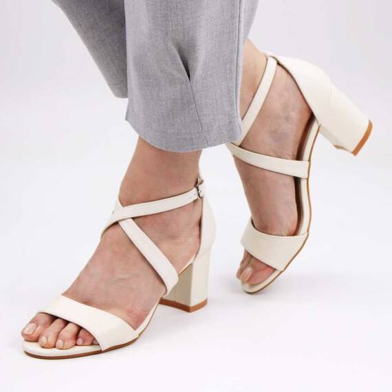 Sandale de dama , cu barete incrucisate si toc mediu SK1794Z-D26-BEIGE, Culoare (12): Bej, Marime (12): 36 - - Roveli