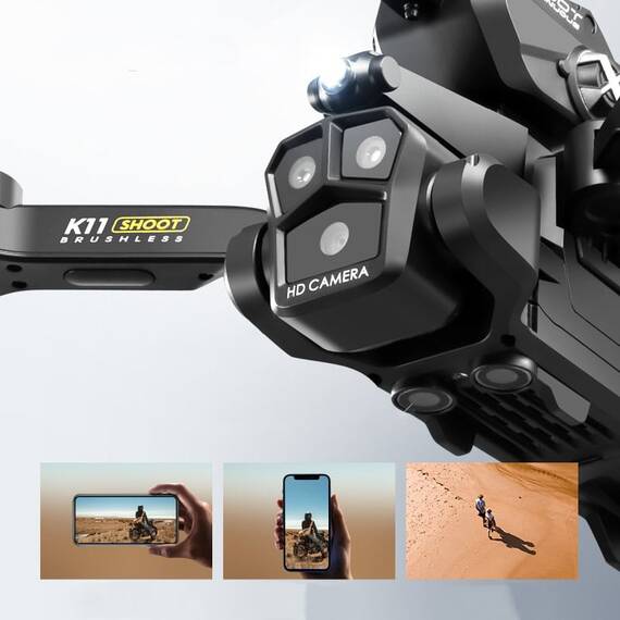Drona K11 cu lansator de bile de apa, camera tripla HD, WIFI - 4- Roveli