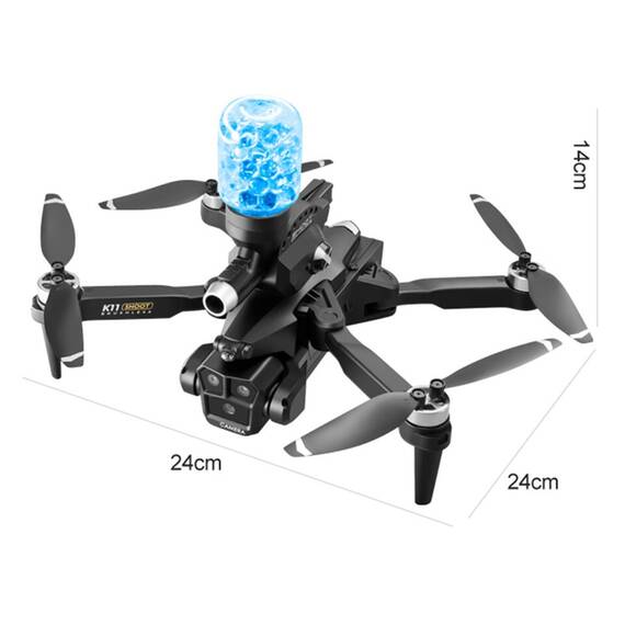 Drona K11 cu lansator de bile de apa, camera tripla HD, WIFI - 5- Roveli