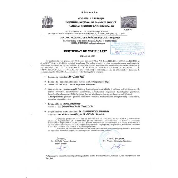 AC-Zymes Plus  CaliVita, Complex de Pro- si Prebiotice , 60 capsule - 4- Roveli