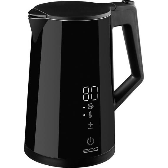 Cana electrica fierbator ECG RK 1893 Digitouch Black, 2200 W, 1,7 litri, pereti dubli, control tactil, negru - - Roveli