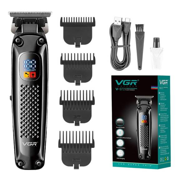 Aparat de tuns reincarcabil V972, USB, 1400mAh, lama ceramica - - Roveli