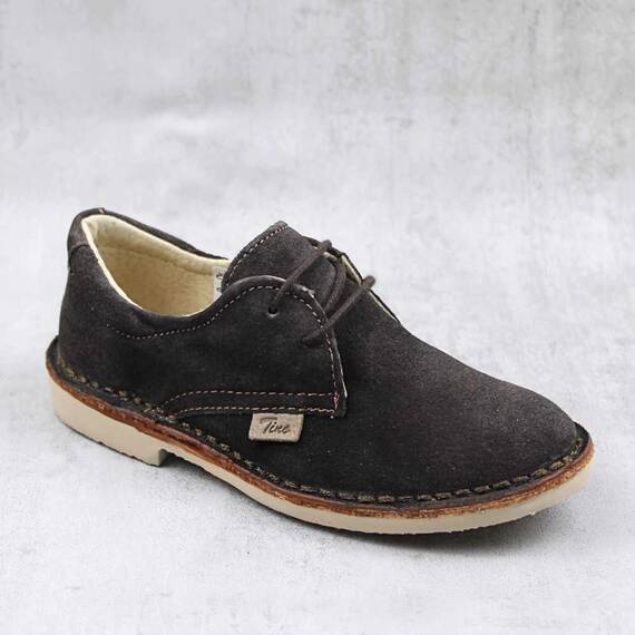 Pantofi unisex , pentru copii , din piele naturala , intoarsa  853-MARO, Culoare (12): Maro, Marime (12): 34 - - Roveli