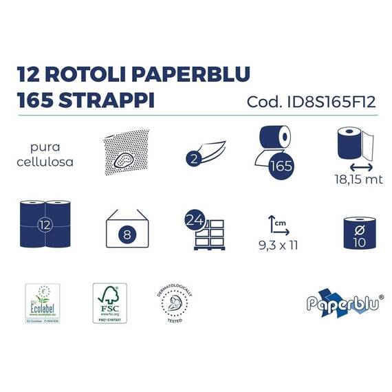 Hartie igienica PaperBlue, 18.15 m, 2 straturi, 12 role - 2- Roveli