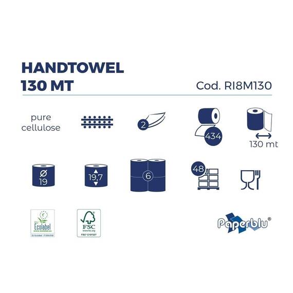 ​Prosop hartie 130 m, Paperblu, set 6 role - 2- Roveli