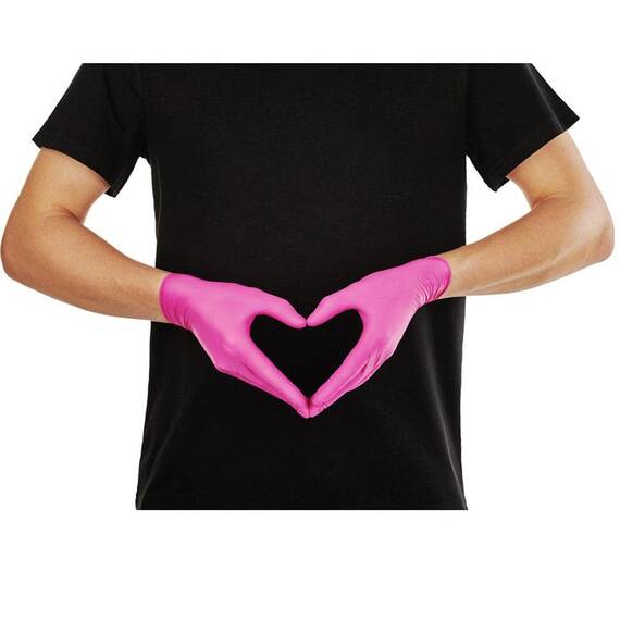 ​  Manusi medicale Nitrylex magenta Mercator fara pudra cu protectie pentru bacterii, fungi si virusuri, Marime (288): XS - 6- Roveli