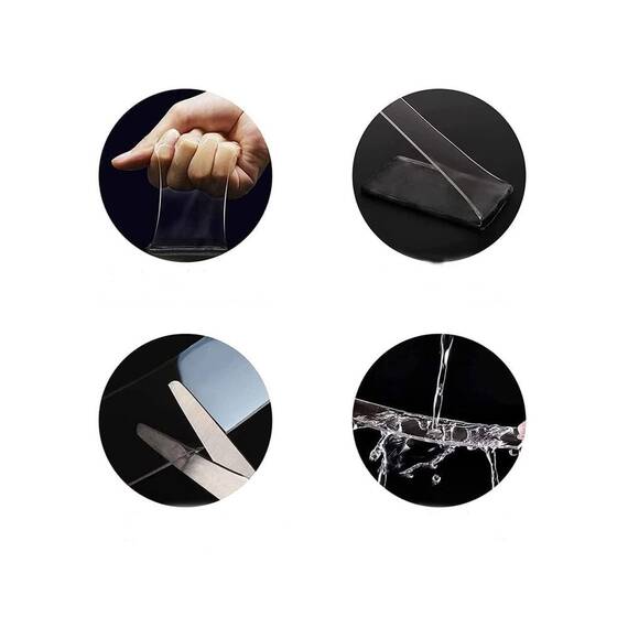 Banda dublu adeziva puternica cu Tehnologie Nano®, Lungime 10m, Grosime 1mm, Latime 30 mm, Transparenta, Siliconica, Rezistenta la apa, Reutilizabila - 6- Roveli
