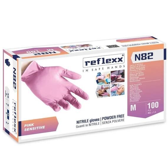 Manusi din Nitril Roz nepudrate Reflexx N82, Marime (288): XS - 2- Roveli
