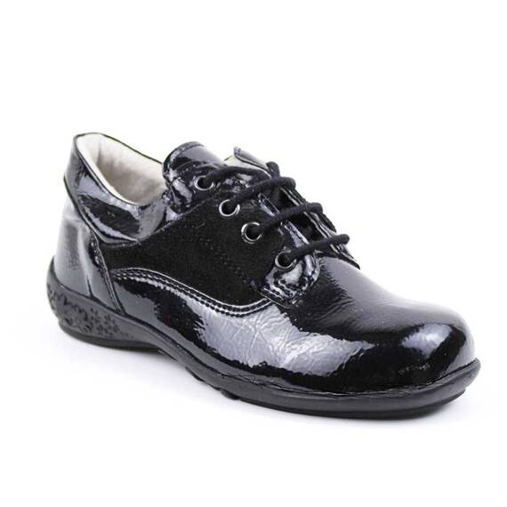 Pantofi casual, de copii , din piele naturala 2635-NEGRU/LAC, Culoare (12): Negru, Marime (12): 26 - - Roveli