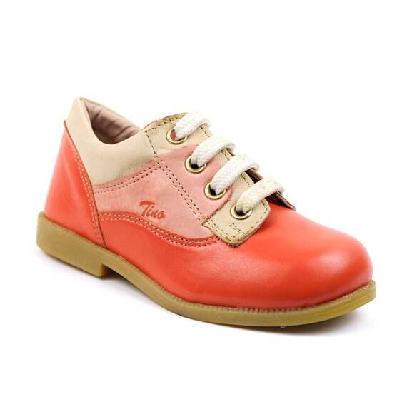Pantofi casual, de copii , din piele naturala 2635-PORTOCALIU/BEJ, Culoare (12): Bej, Portocaliu, Marime (12): 24 - - Roveli