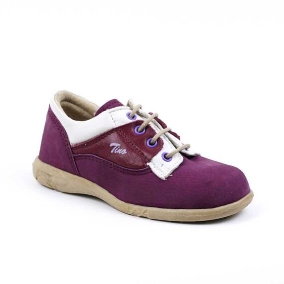 Pantofi casual, de copii , din piele naturala intoarsa 2635-MOV/ALB, Culoare (12): Mov, Marime (12): 25 - - Roveli