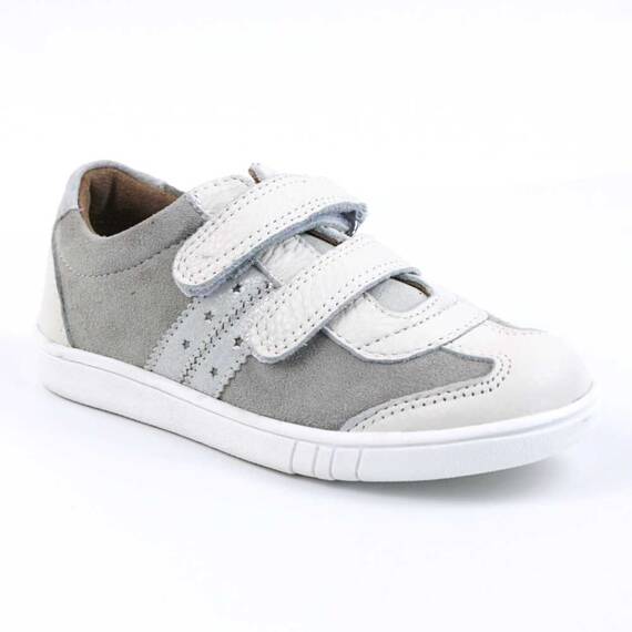 Pantofi casual ,unisex , pentru copii , din piele naturala 3229-ALB/GRI, Culoare (12): Alb, Gri, Marime (12): 34 - - Roveli