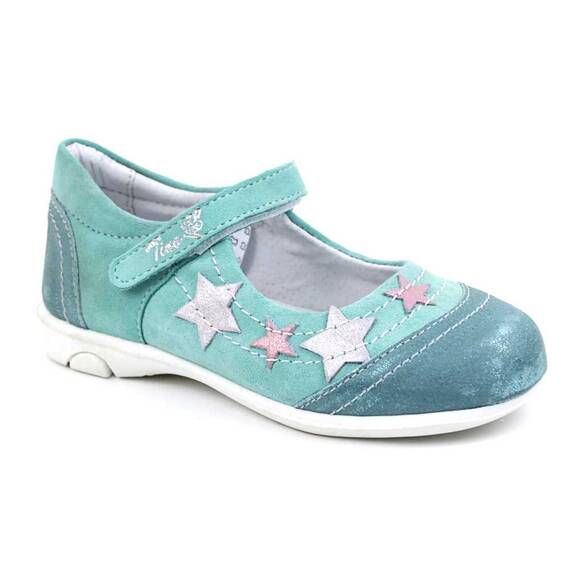 Pantofi usori , de copii , decorati cu stelute , cu talpa din cauciuc   7194-TURCOAZ, Culoare (12): Bleu, Marime (12): 25 - - Roveli