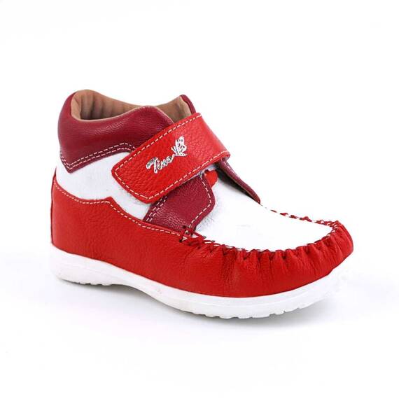 Ghete usoare pentru copii , din piele naturala  2907-ROSU/ALB, Culoare (12): Alb, Rosu, Marime (12): 27 - - Roveli