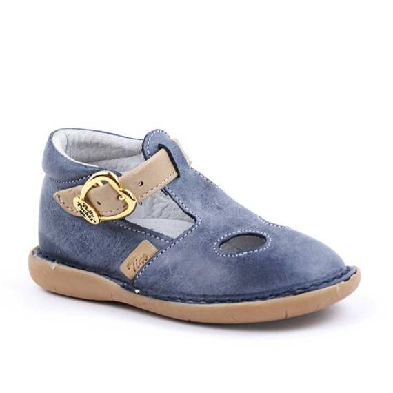 ​Pantofi comozi , pentru copii , decupati , din piele naturala 3208-BLEU2, Culoare (12): Bej, Bleu, Marime (12): 27 - - Roveli