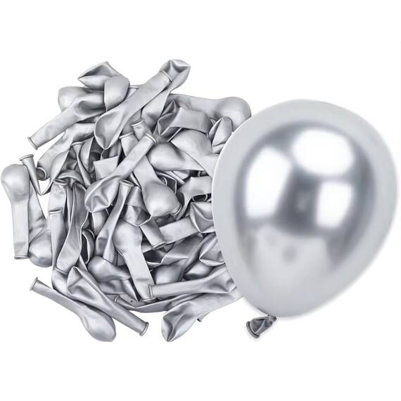 Set 50 baloane petrecere argintii, metalizate, 25cm, 1+1 gratis - 6- Roveli
