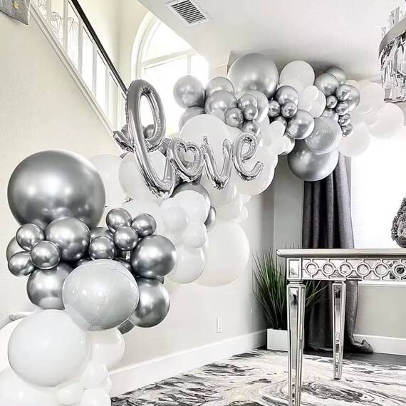 Set 50 baloane petrecere argintii, metalizate, 25cm, 1+1 gratis - 7- Roveli