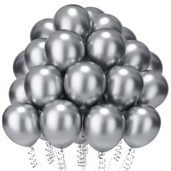 Set 50 baloane petrecere argintii, metalizate, 25cm, 1+1 gratis - 8- Roveli