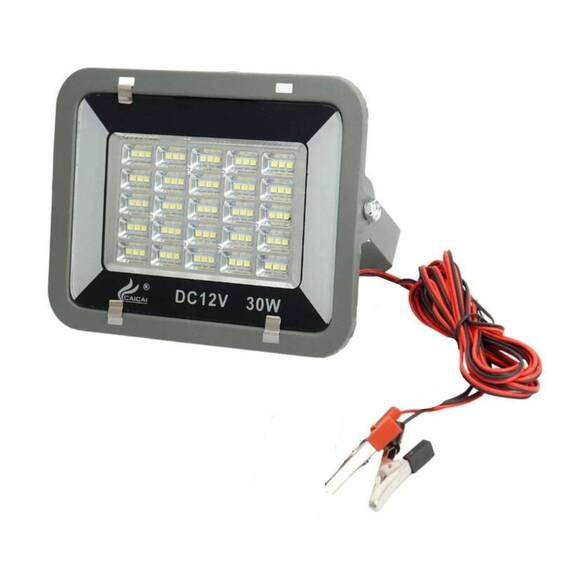 Proiector LED cu clesti, 75LED SMD, 30W, 12V, IP66, camping - - Roveli
