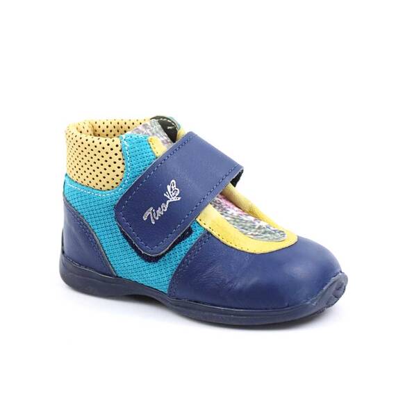 Ghete  de copii, din piele naturala PRIMII PASI  2995-BLEUMARIN/TURCOAZ, Culoare (12): Galben, Bleu, Bleumarin, Marime (12): 20 - - Roveli