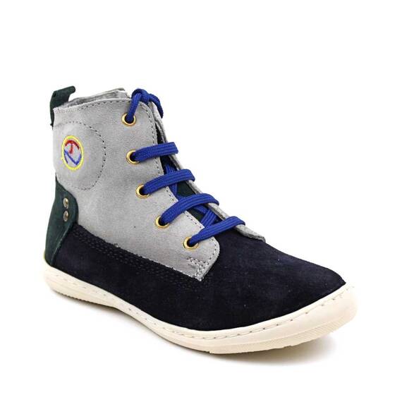 Ghete inalte pentru copii , din piele naturala , cu talpa cusuta  3144-BLUE/BEJ/VERDE/SPALT, Culoare (12): Bleumarin, Marime (12): 29 - - Roveli