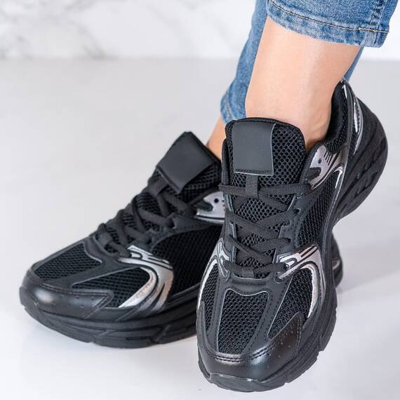 Adidasi dama din piele ecologica Negri Ireri, Culoare (12): Negru, Marime (12): 41 - - Roveli