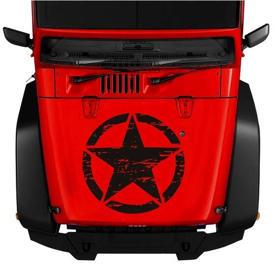 Sticker autoadeziv pentru vehicule Off Road, model "Rusted Army Star", dimensiune 50 x 50 cm, culoare Neagra - - Roveli