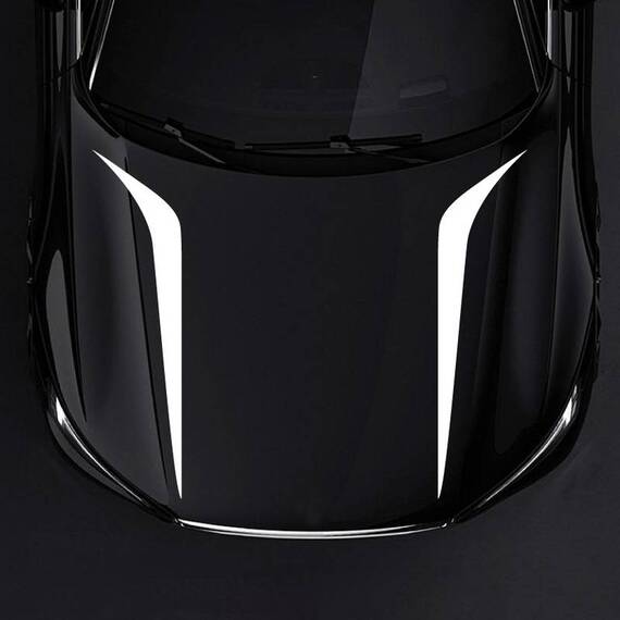 Set 2 stickere autoadezive Tuning, model "Hood Stripes V2", dimensiune 100 x 26 cm, culoare Alba - - Roveli