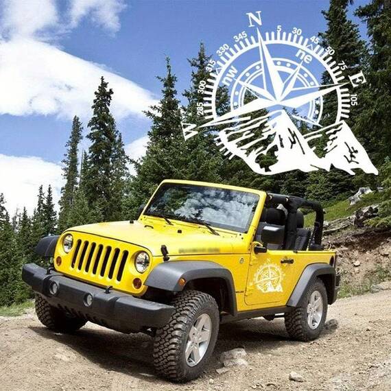 Sticker autoadeziv pentru vehicule Off Road, model "Kompass", dimensiune 44 x 55 cm, culoare Alba - - Roveli