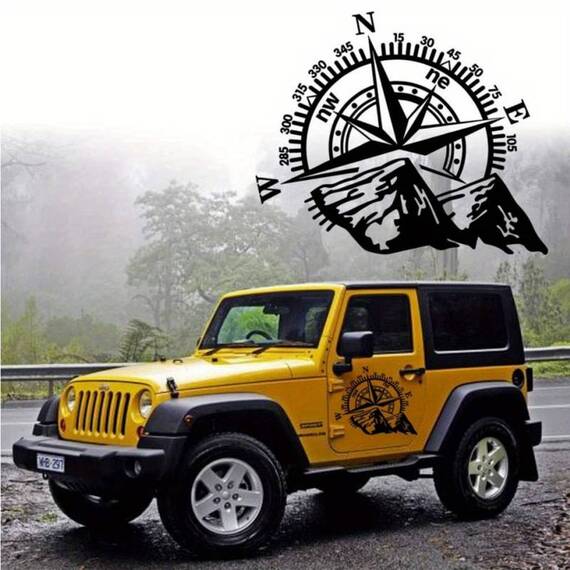 Sticker autoadeziv pentru vehicule Off Road, model "Kompass", dimensiune 44 x 55 cm, culoare Neagra - - Roveli