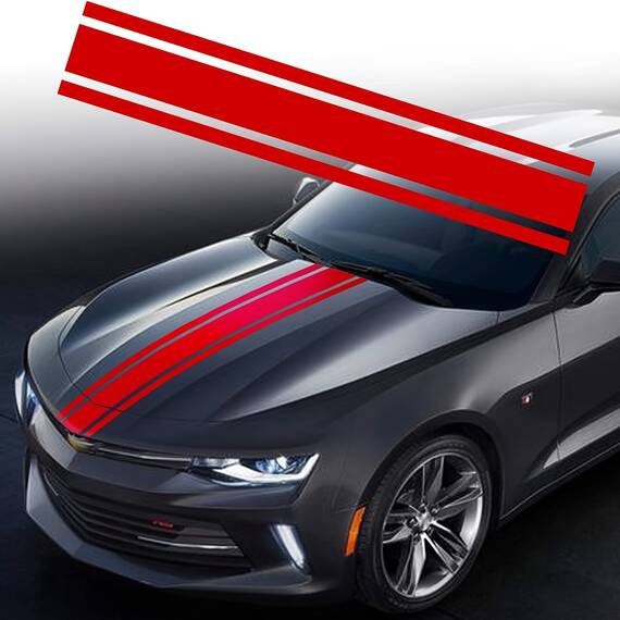 Sticker autoadeziv Tuning, model "Triple Stripes", dimensiune 125 x 22 cm, culoare Rosie - - Roveli