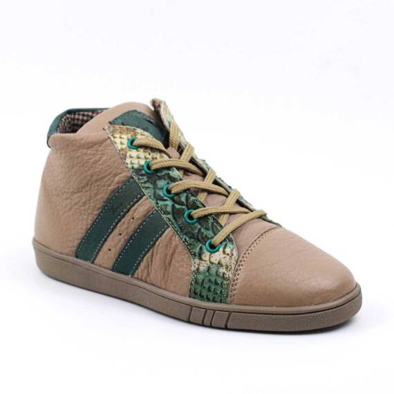 ​Ghete sport, de dama , captusite, din piele naturala  3197-BEJ/VERDE, Culoare (12): Bej, Verde, Marime (12): 39** - - Roveli