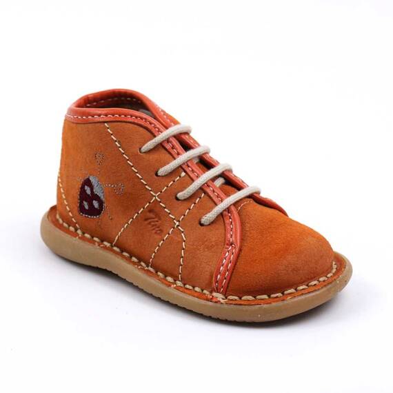 Ghete usoare , pentru copii , din piele naturala intoarsa , PRIMII PASI 3059-PORTOCALIU, Culoare (12): Portocaliu, Marime (12): 22 - - Roveli