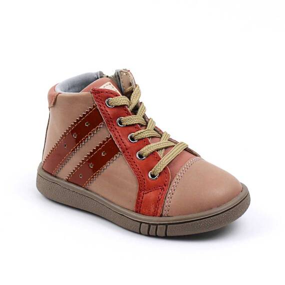 Ghete sport pentru copii , captusite , din piele naturala 3197-GOGNAC, Culoare (12): Crem, Marime (12): 26 - - Roveli