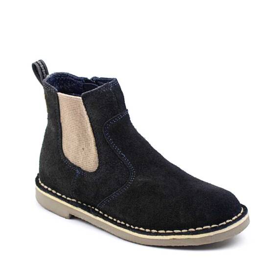 Ghete usoare de copii , din piele naturala intoarsa 3214-BLEUMARIN/BEJ, Culoare (12): Bej, Bleumarin, Marime (12): 32 - - Roveli