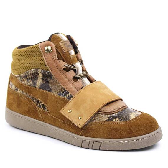 ​Ghete sport, de dama , captusite, din piele naturala , cu talpa cusuta 7069-COGNAC, Culoare (12): Maro, Mustar, Animal print, Marime (12): 37 - - Roveli