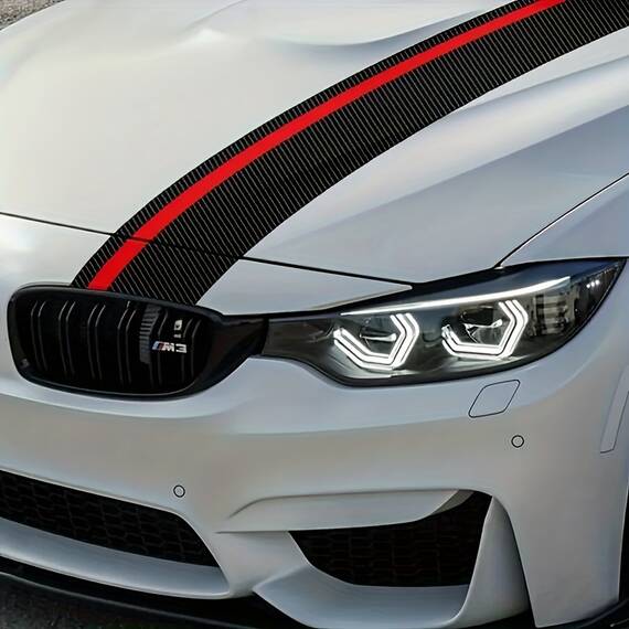 Sticker autoadeziv Tuning, model "Rally Stripe Carbon 3D", dimensiune 140 x 17 cm, culoare Negru/Rosu - - Roveli