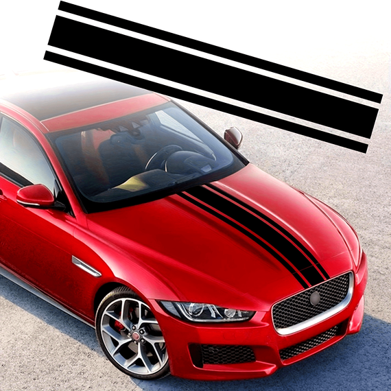 Sticker autoadeziv Tuning, model "Triple Stripes", dimensiune 125 x 22 cm, culoare Neagra - - Roveli