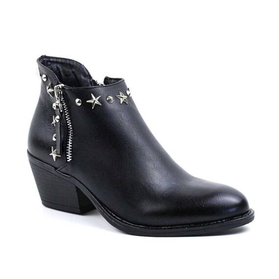 ​Ghete de dama , country style , cu tinte si fermoar decorativ B194-4-NERO, Culoare (12): Negru, Marime (12): 41 - - Roveli