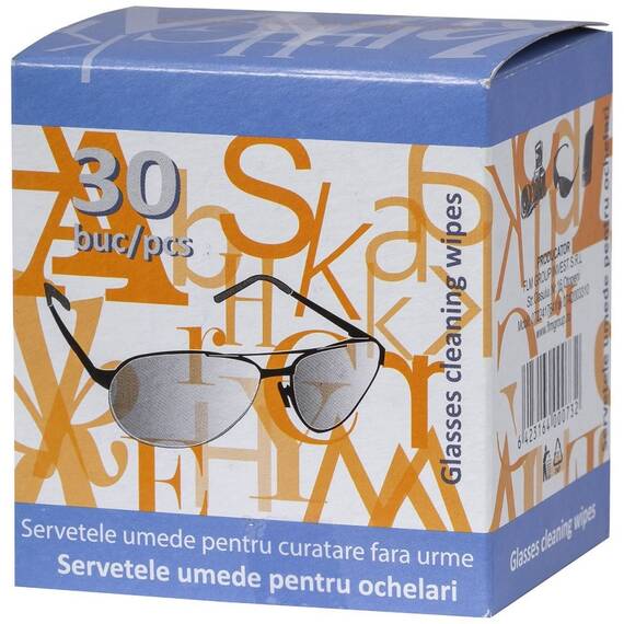 Servetele umede pentru ochelari, ambalate individual, 30 bucati/pachet - - Roveli