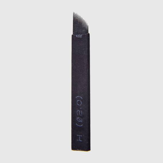 Ac Microblading, BioMaser, 14p SuperBlack, 0.25mm - - Roveli