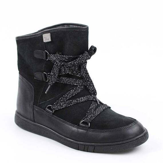 ​Ghete imblanite de dama , din piele naturala , cu sireturi  4043-NEGRU, Culoare (12): Negru, Marime (12): 37 - - Roveli