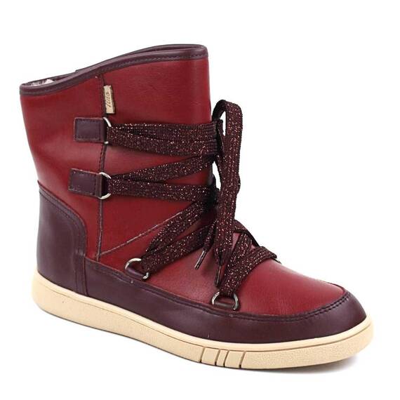 ​Ghete imblanite de dama , din piele naturala , cu sireturi  4043-BORDO, Culoare (12): Bordo, Marime (12): 38 - - Roveli